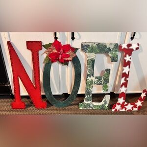 Vibrant NOEL (30”) Holiday Decor with Poinsettia Accent